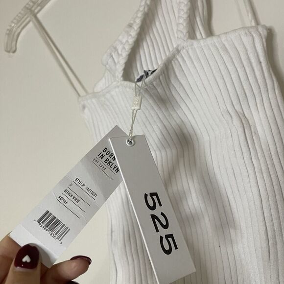 NEW! 535 America one shoulder ribbed white cropped top small - Picture 3 of 9